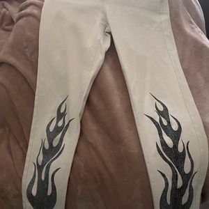 Adika White Denim Flame Jeans